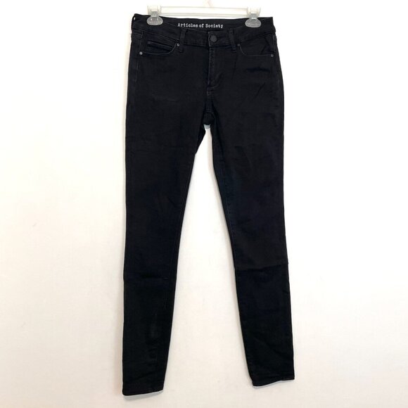ARTICLES OF SOCIETY Mya Skinny Jeans Solid Black Mid Rise Full Length Stretch 27 - Picture 2 of 14